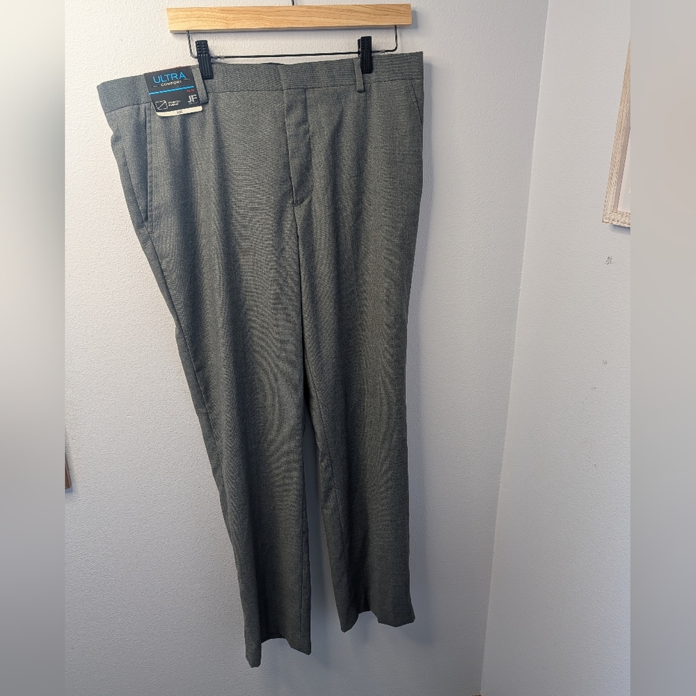 JF J. Ferrar Ultra Comfort Slim Dress Pants 36x32 Medium Gray Stretch NWT